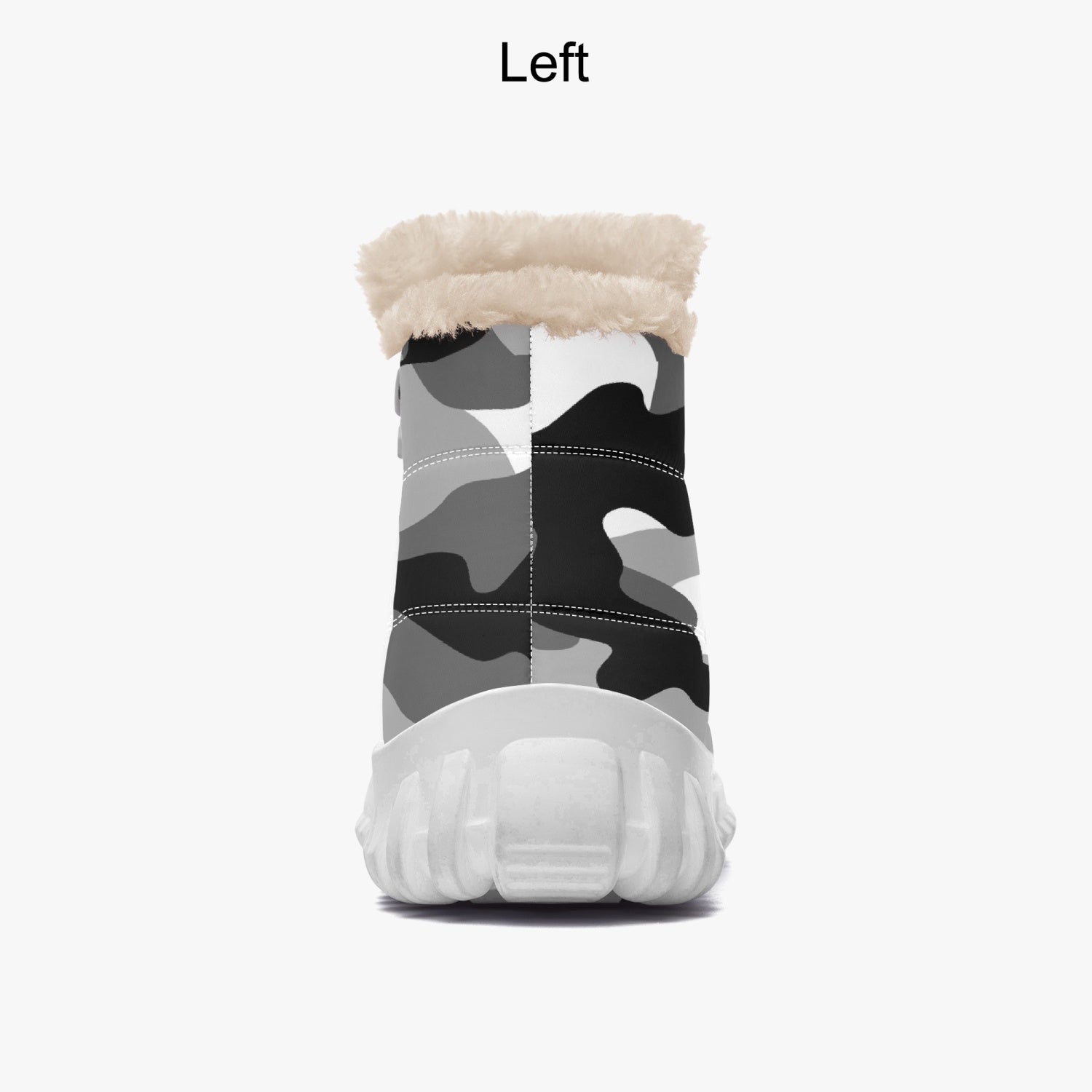 Camo Boots | Cotton-pad Fur Zipper Up | Gray, Black & White