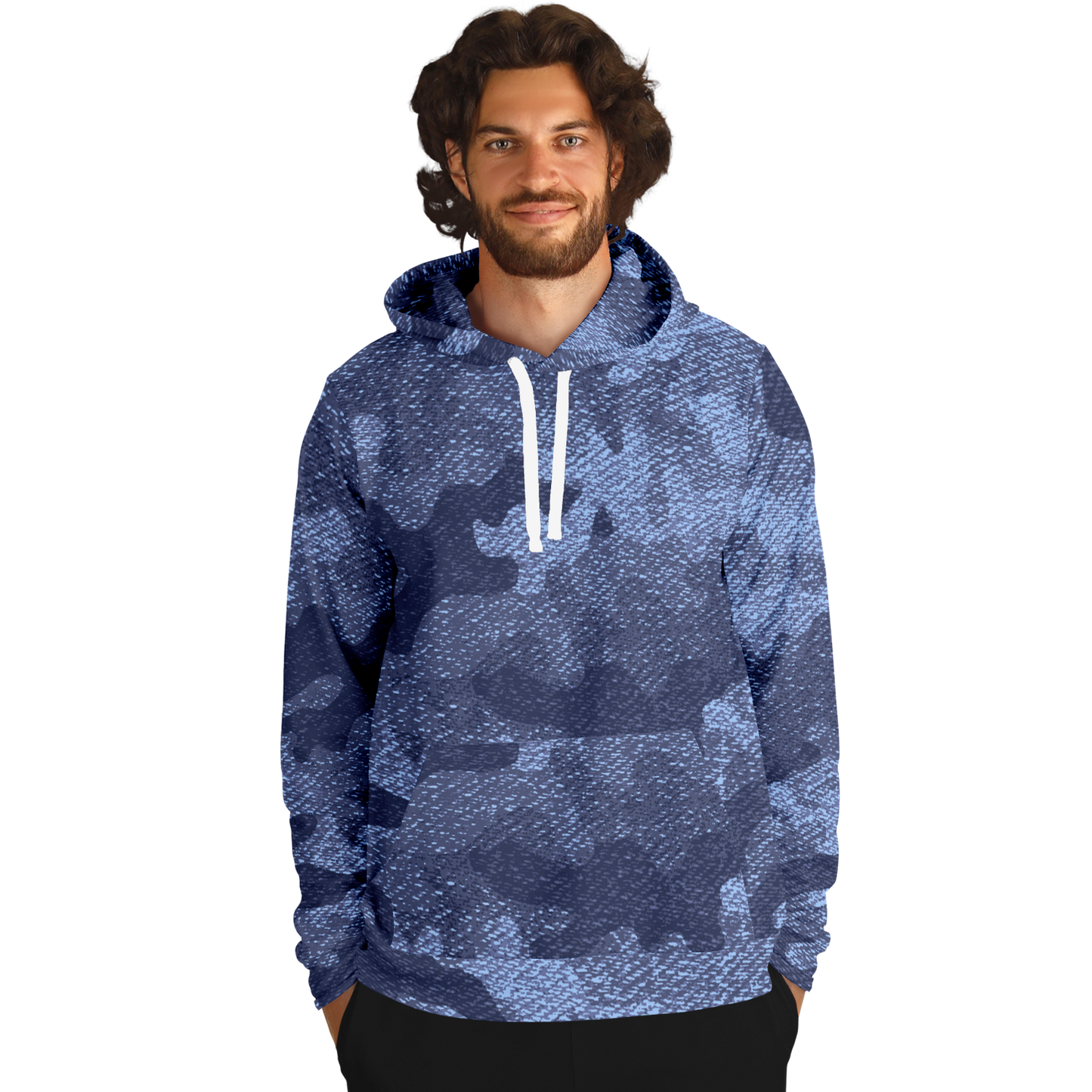 Camo Hoodie | Blue Denim Camouflage Pullover