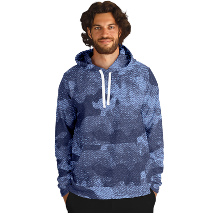 Camo Hoodie | Blue Denim Camouflage Pullover