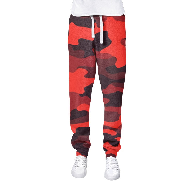 Men's Camo Track Pants | Scarlet Red & Black