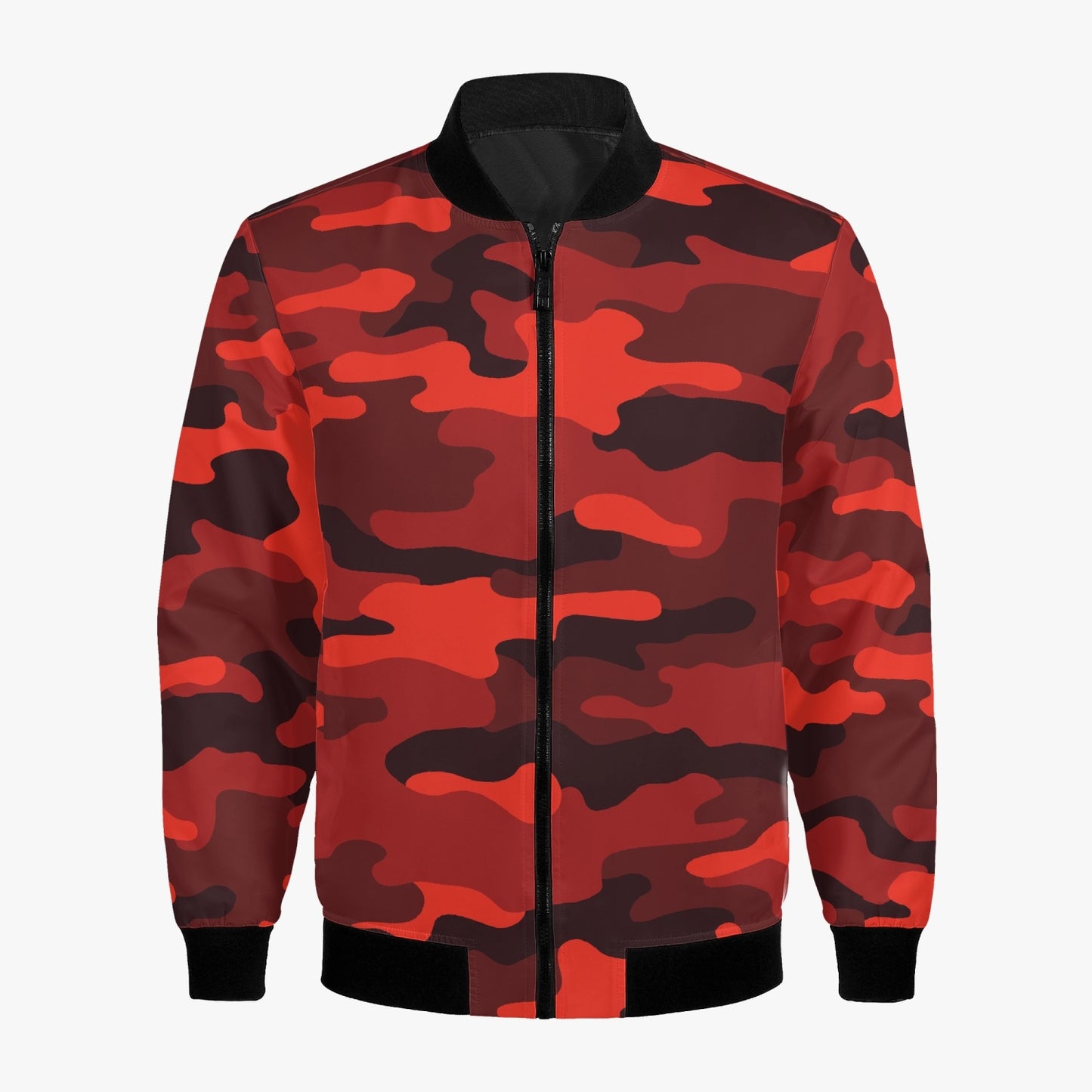 Women's Camo Bomber Jacket | Scarlet Red and Black