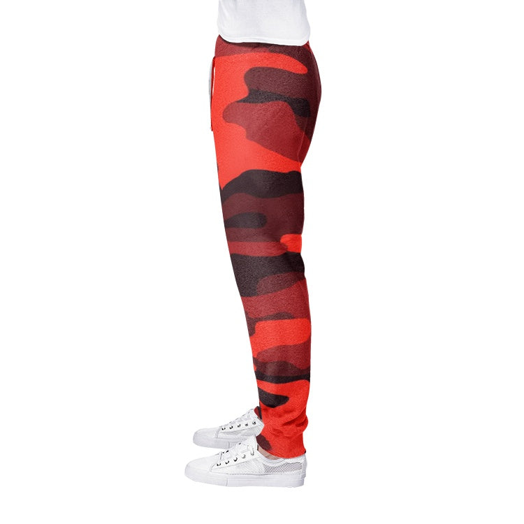 Men's Camo Track Pants | Scarlet Red & Black