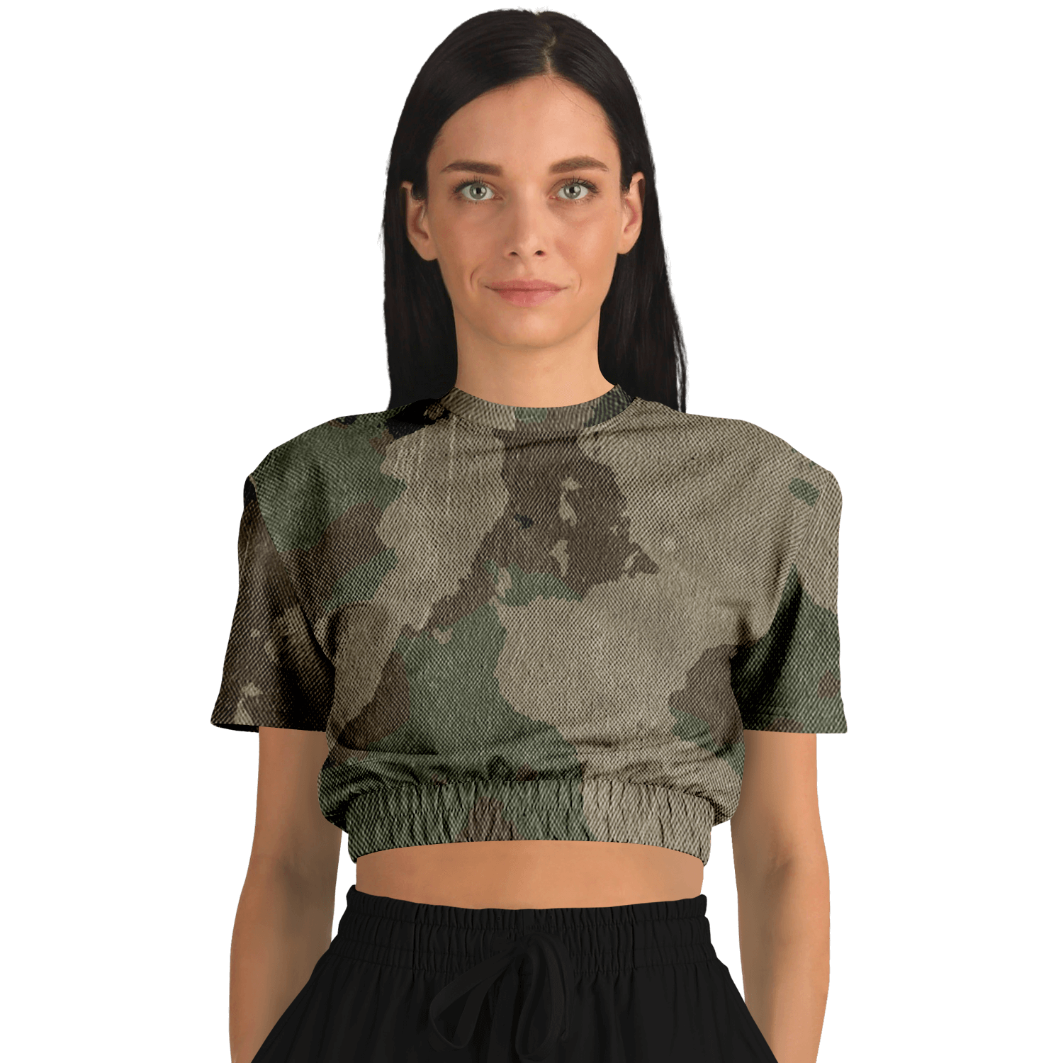 Camo Crop Top Sweatshirt | Dirty Old Brown Camouflage