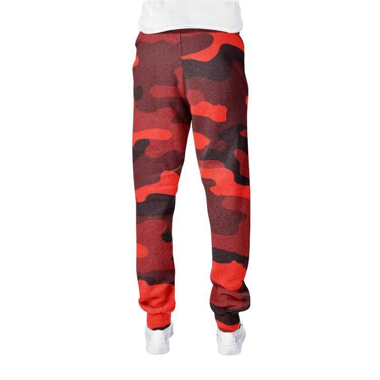 Men's Camo Track Pants | Scarlet Red & Black