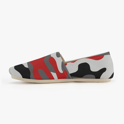 Camo Toms | Red, Black, and White Camouflage Canvas Shoes