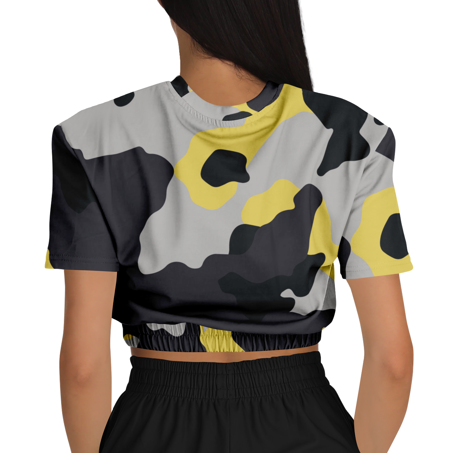 Camo Crop Top Sweatshirt | Yellow, Black & Silver Camouflage