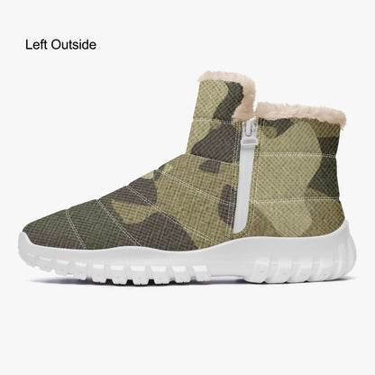 Camo Boots | Cotton-pad Fur Zipper Up | Green Fabric