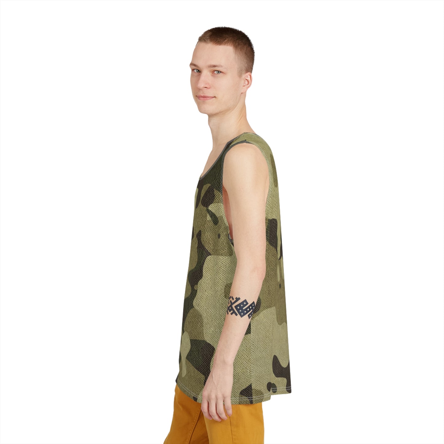 Men's Camo Tank Top | Green Fabric | Loose Fit