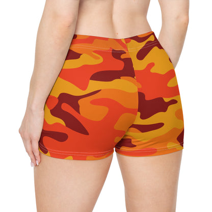 Women's Camo Shorts | Tight Fit | Orange & Red Camouflage