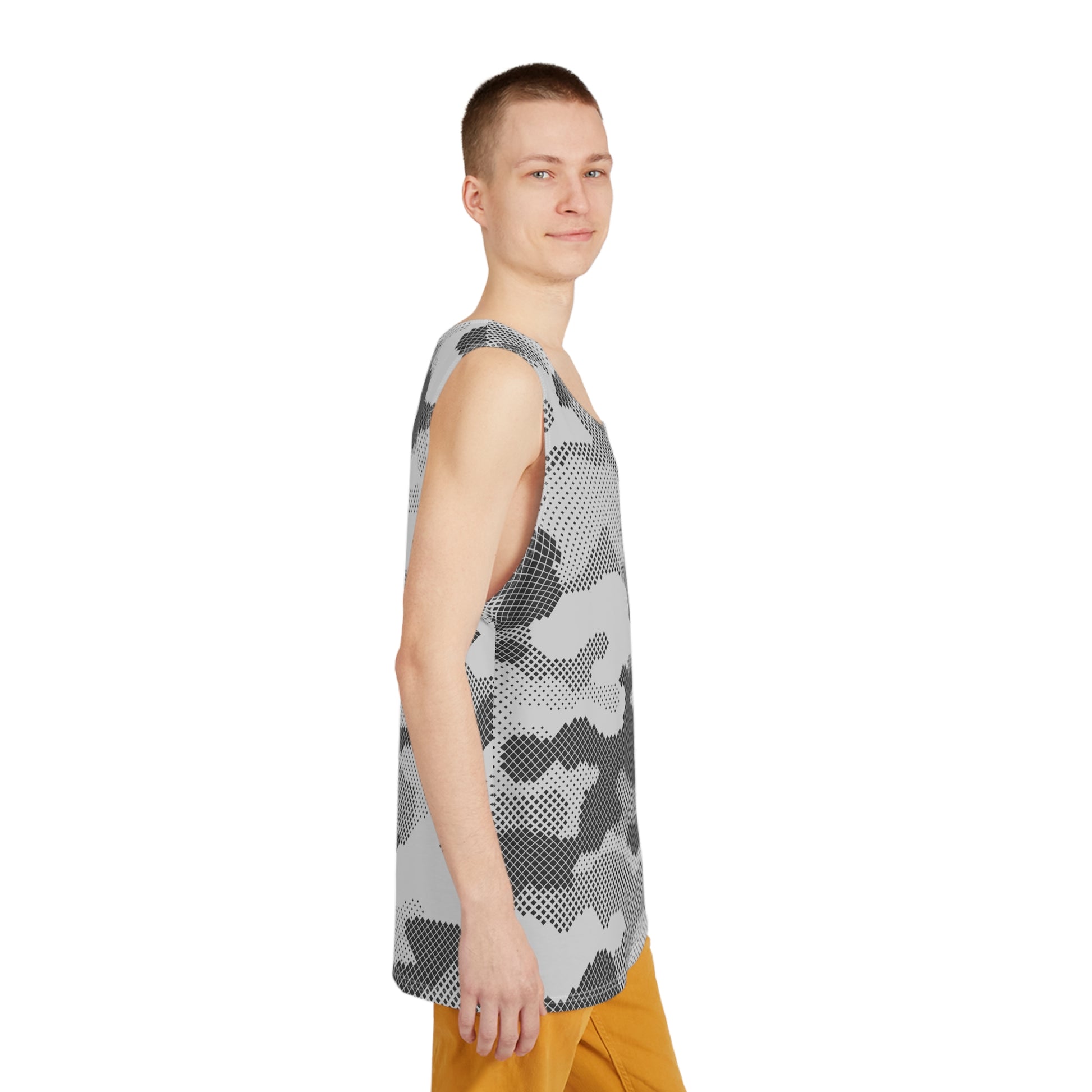 Men's Camo Tank Top | Black & White Digital | Loose Fit