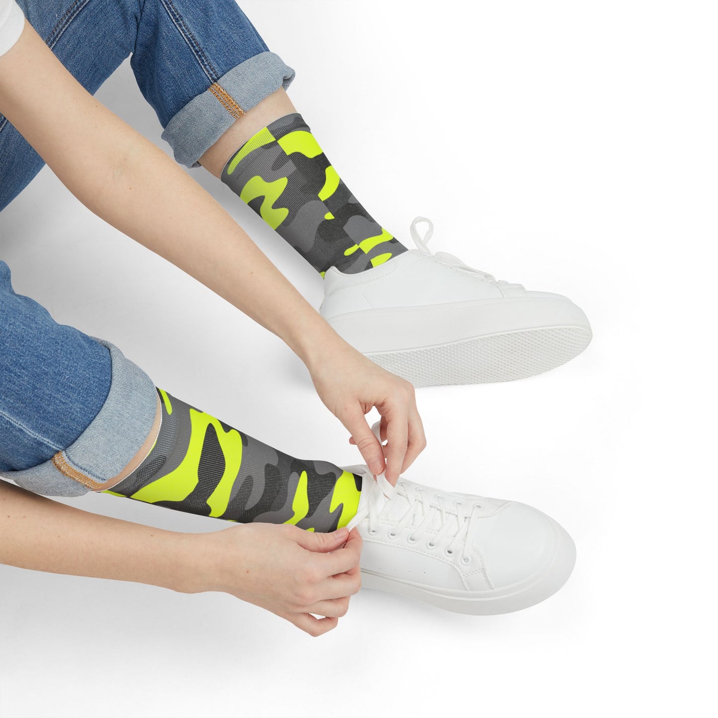 Camo Socks | Yellow, Black, and Gray | Sublimation Crew