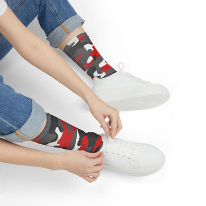 Camo Socks | Red, Black, and White | Sublimation Crew