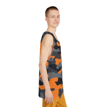 Men's Camo Tank Top | Orange, Black, and Gray | Loose Fit