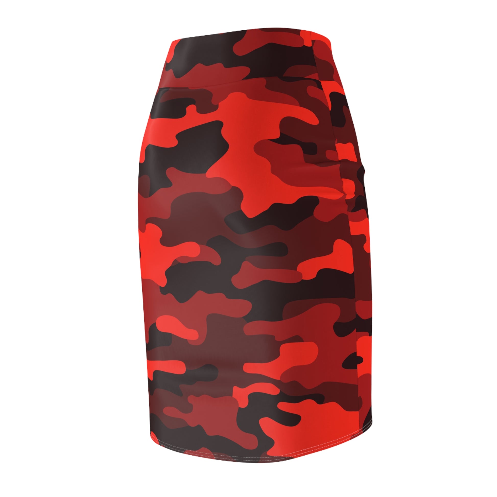 Camo Mini Skirt | Pencil Cut | Scarlet Red & Black Pattern