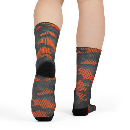 Camo Socks | Black & Orange Pixel | Sublimation Crew