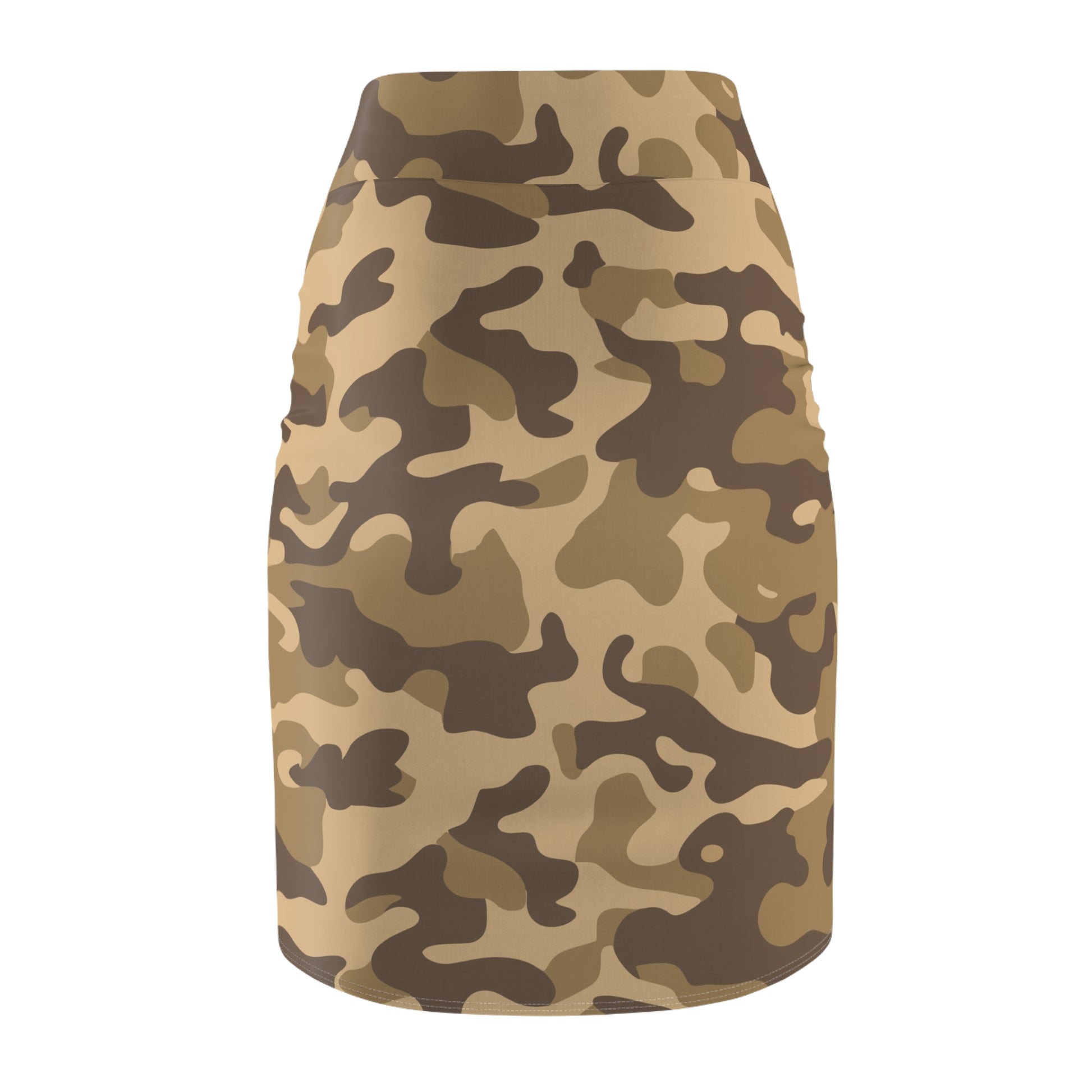 Camo Mini Skirt | Pencil Cut | Khaki Camouflage Pattern