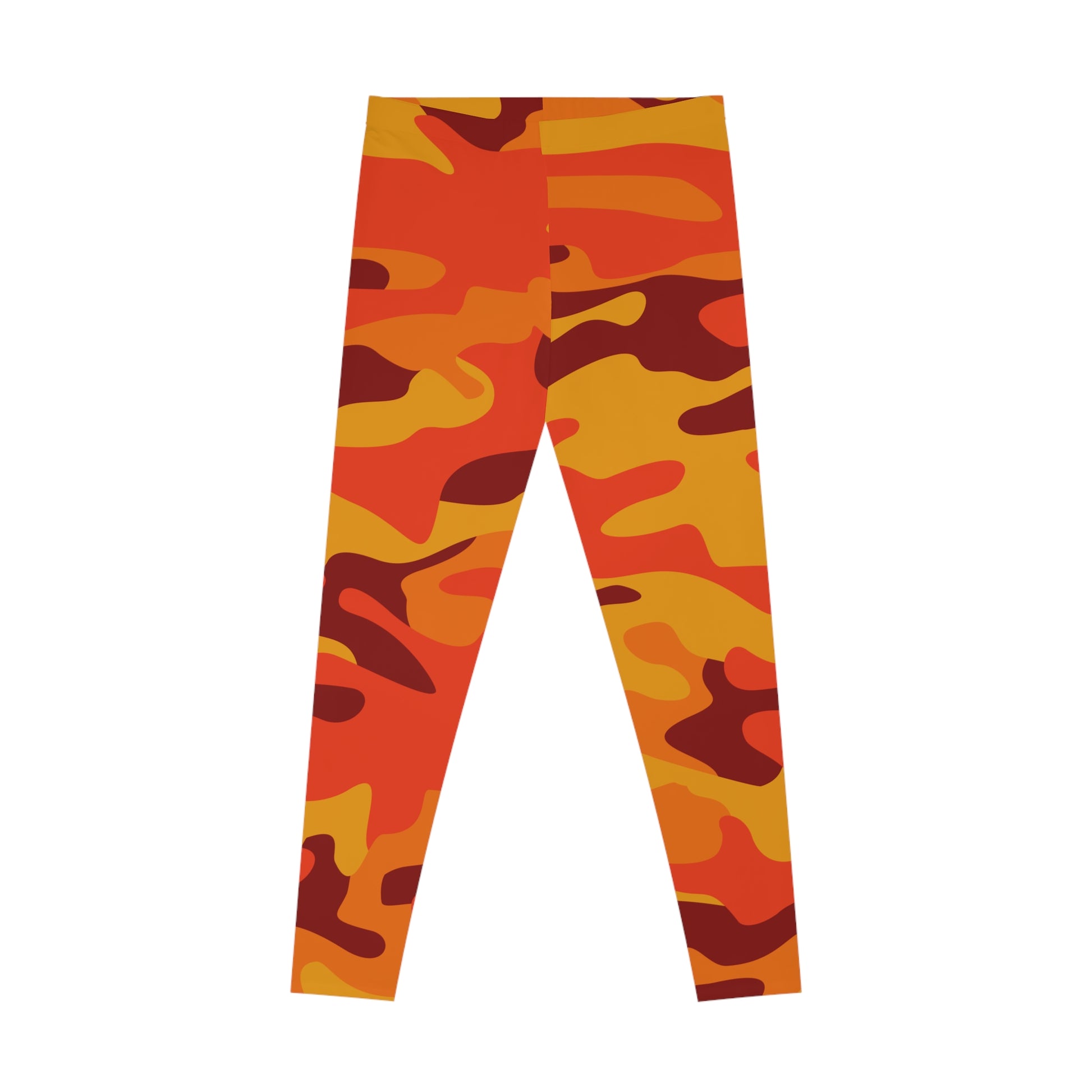 Orange & Red Camo Leggings For Women | Mid Waist Fit