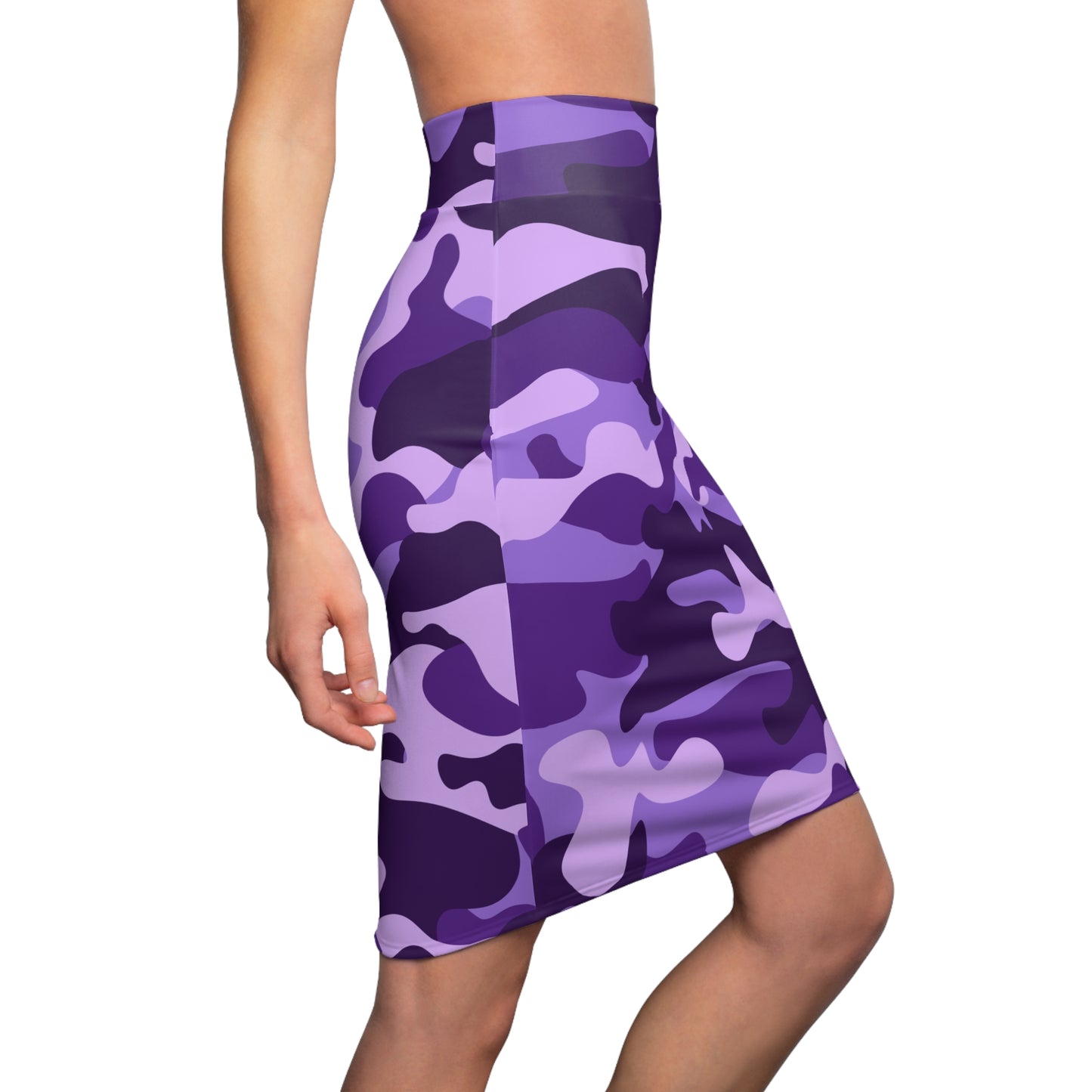 Camo Mini Skirt | Pencil Cut | Purple, Blue, & Mauve