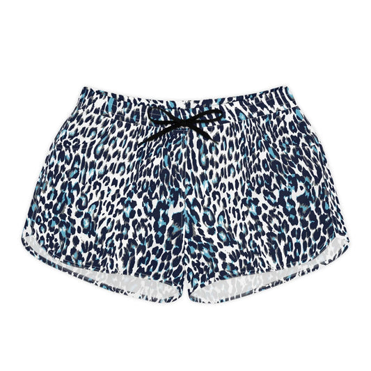 Blue and White Leopard Print Summer Shorts For Women | Camo Colors