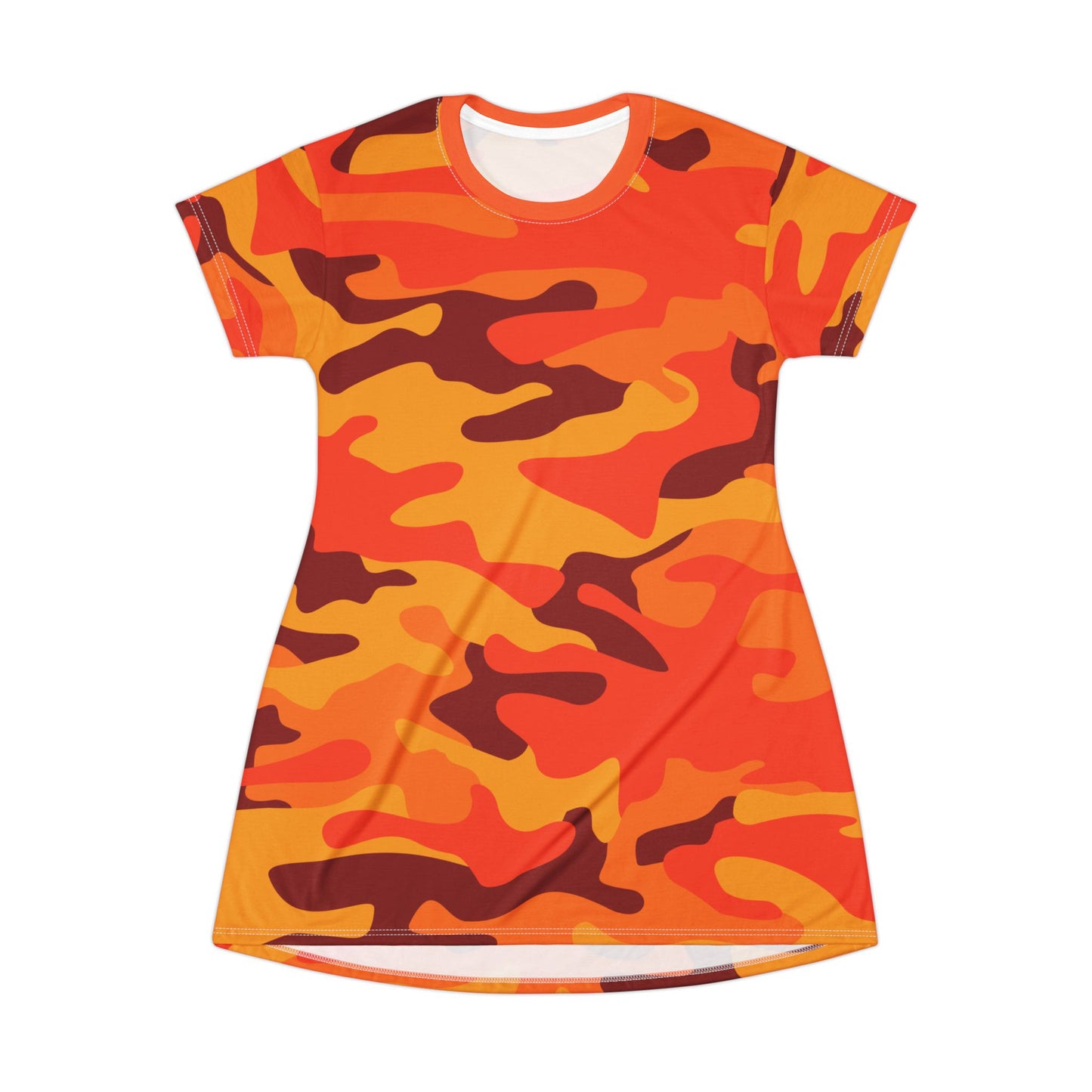 Camo T-Shirt Dress | Orange & Red Camouflage