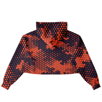 Cropped Hoodie | Orange & Blue Digital Dotted Camouflage