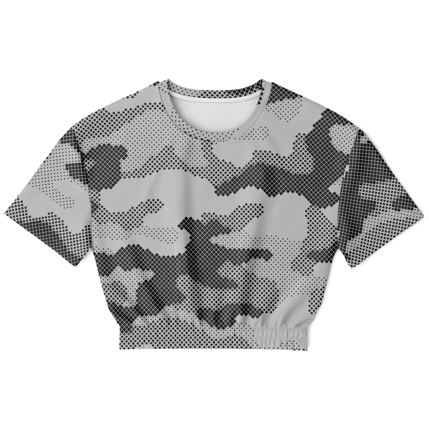 Camo Crop Top Sweatshirt | Black & White Digital Dotted