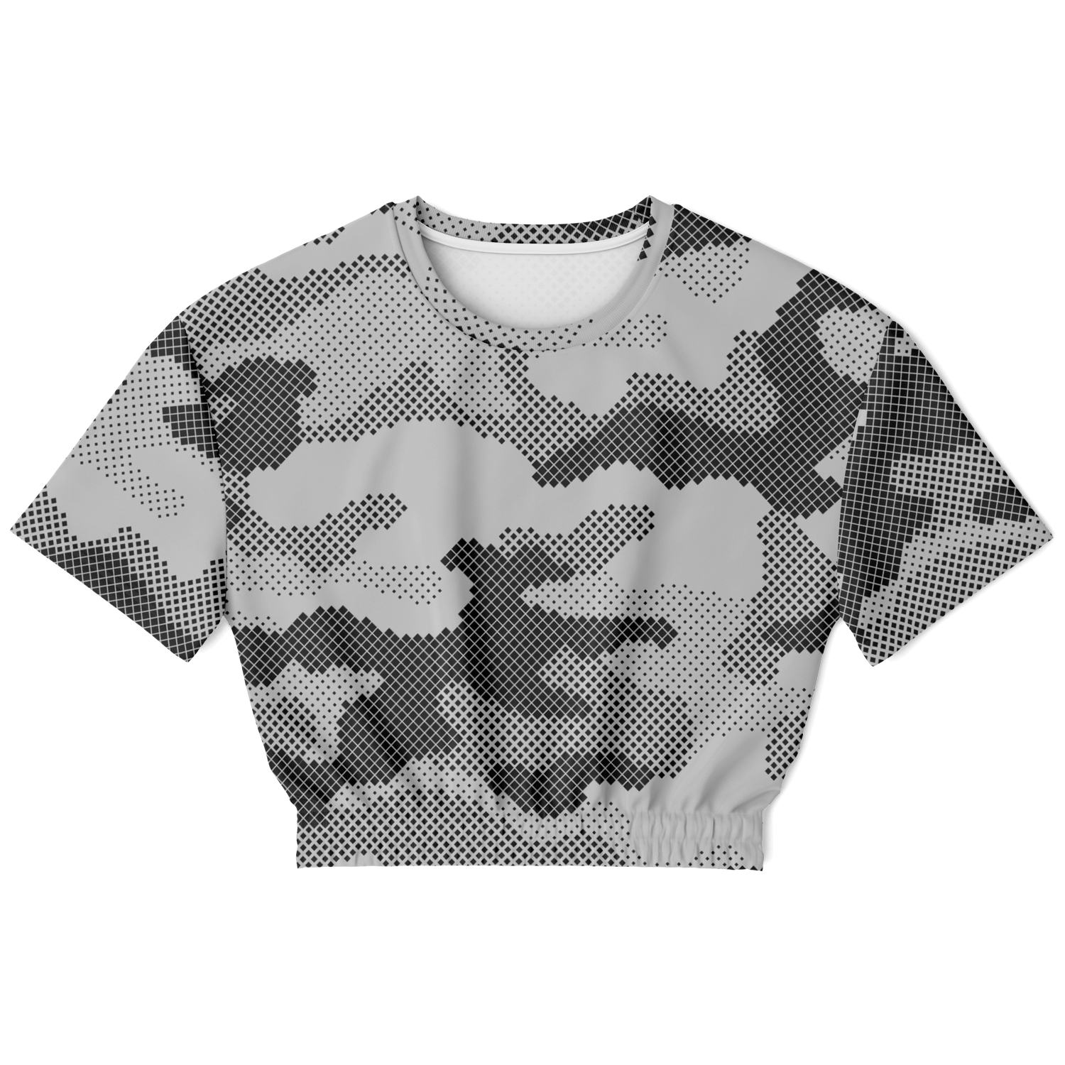 Camo Crop Top Sweatshirt | Black & White Digital Dotted