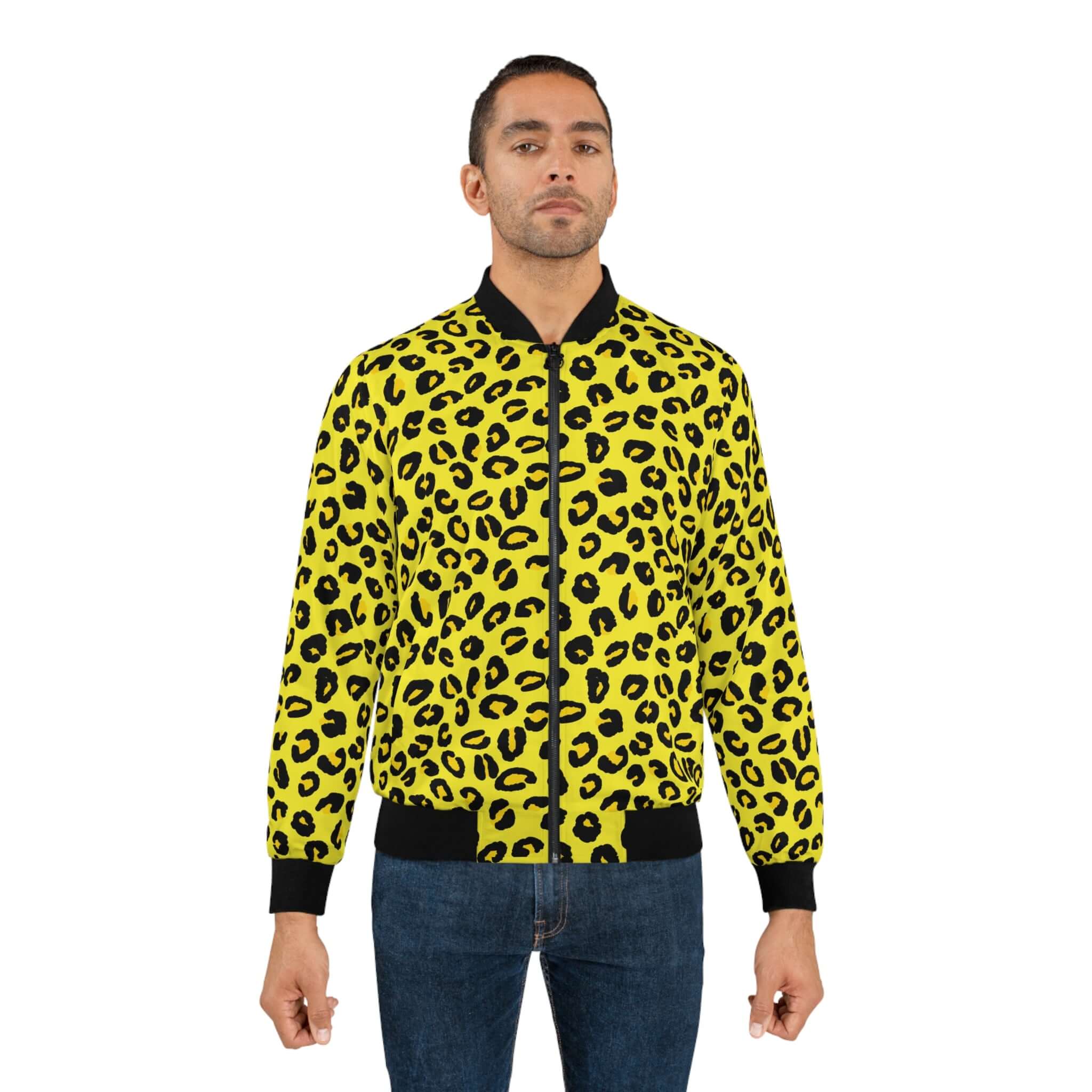 Shop Leopard Jacket Men s Classic Bomber Yellow Black