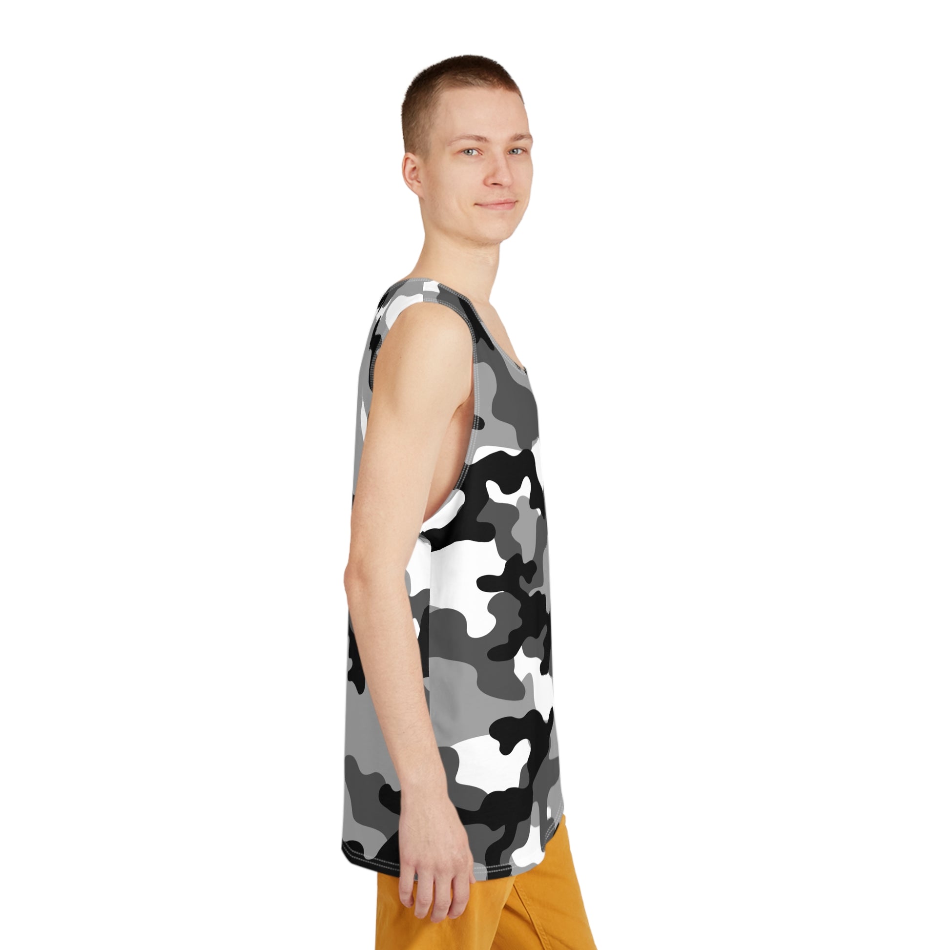 Men's Camo Tank Top | Black, White, and Gray | Loose Fit