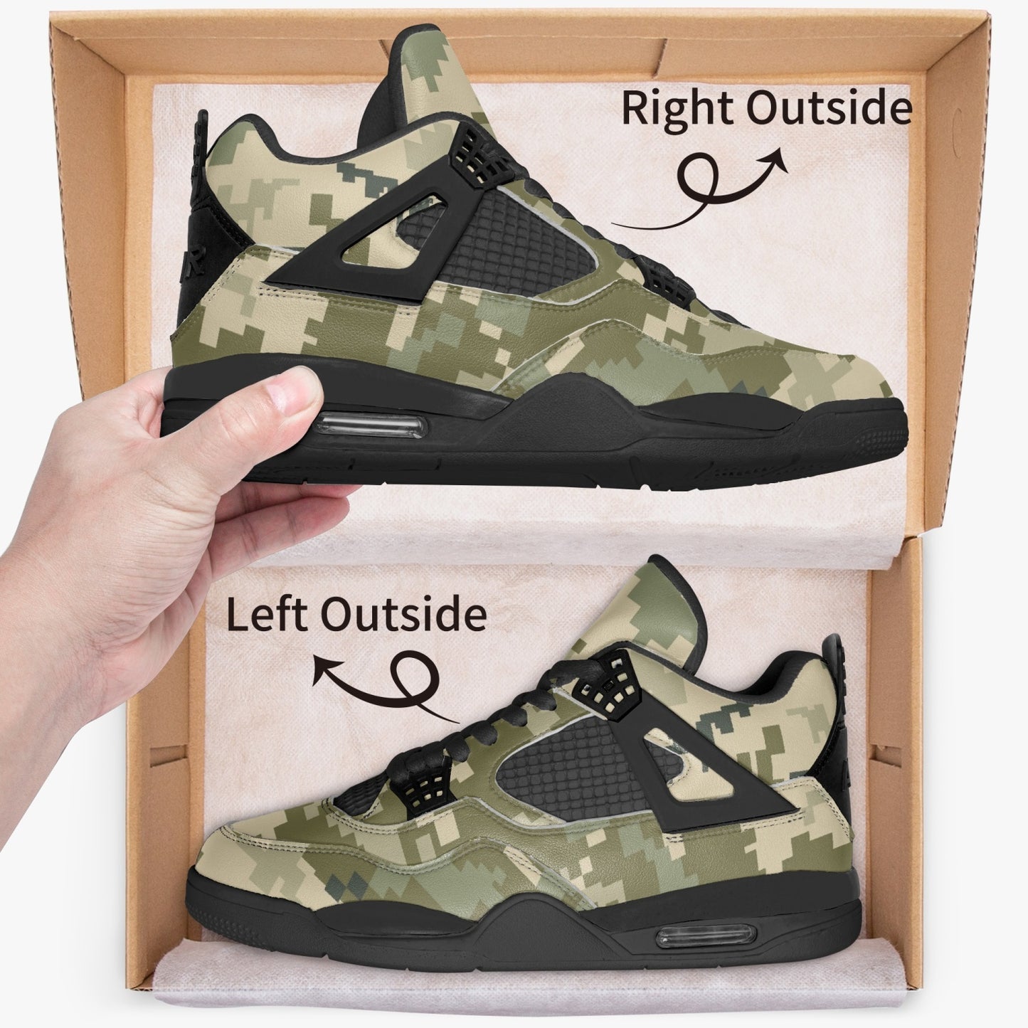 Camo Jordans AJ4 | Ukraine Green Camouflage | Black Sole