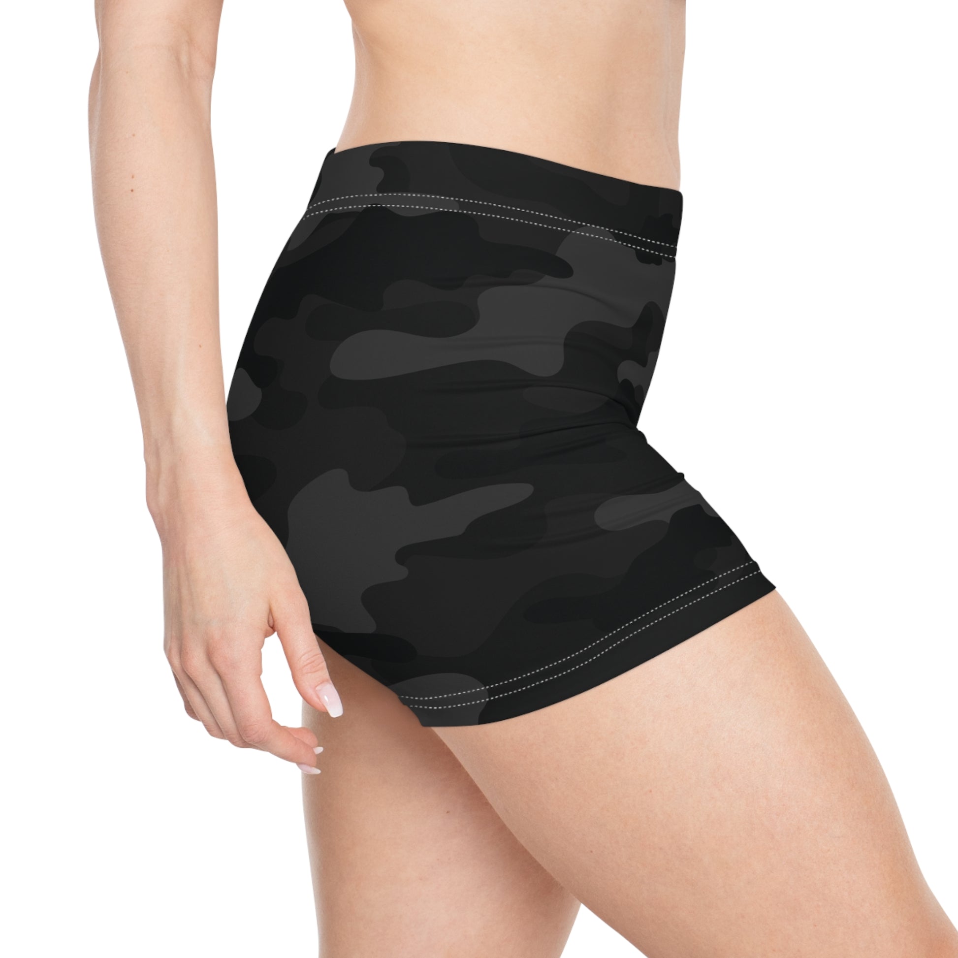 Women's Camo Shorts | Tight Fit | Black Camouflage