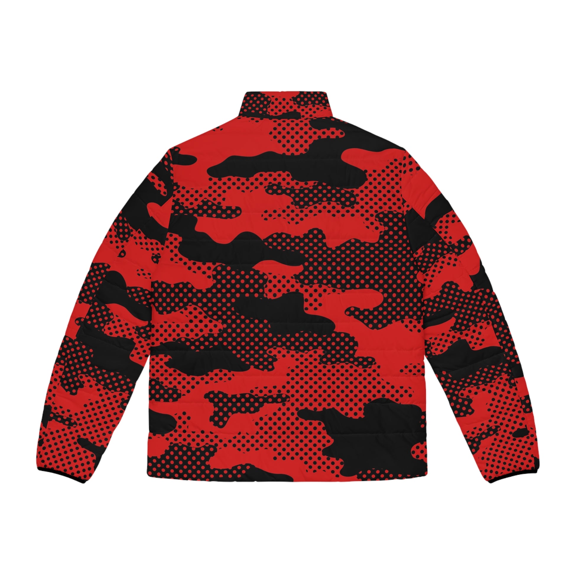 Red Camo Puffer Jacket For Men | Pixel Camouflage