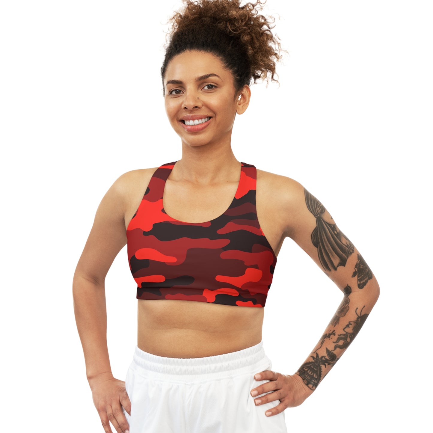 Camo Bra | Scarlet Red & Black Sports Camouflage