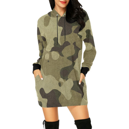 Camo Hoodie Dress | Green Fabric Camouflage