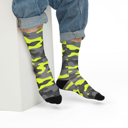 Camo Socks | Yellow, Black, and Gray | Sublimation Crew