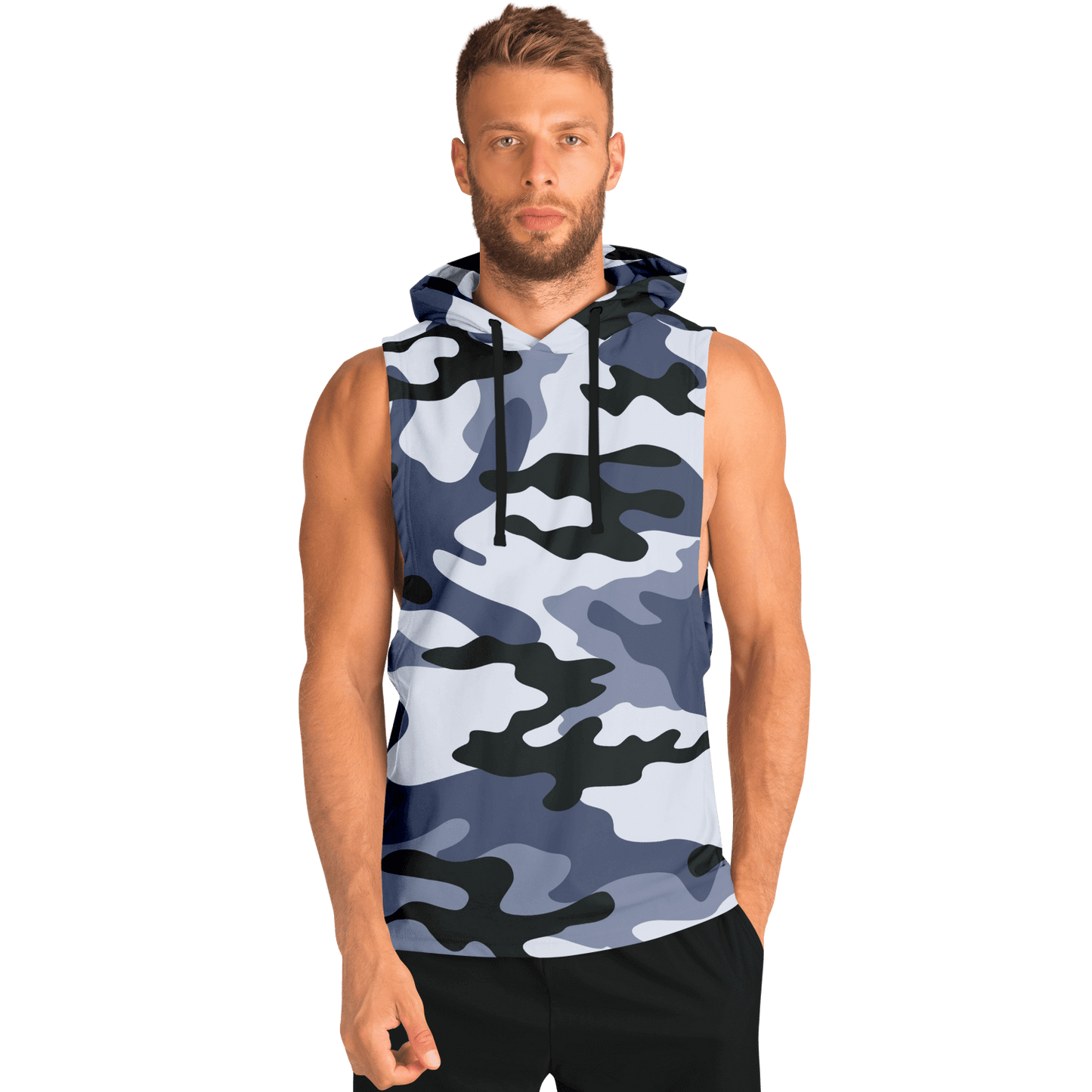 Sleeveless Hoodie | Light Blue Camouflage