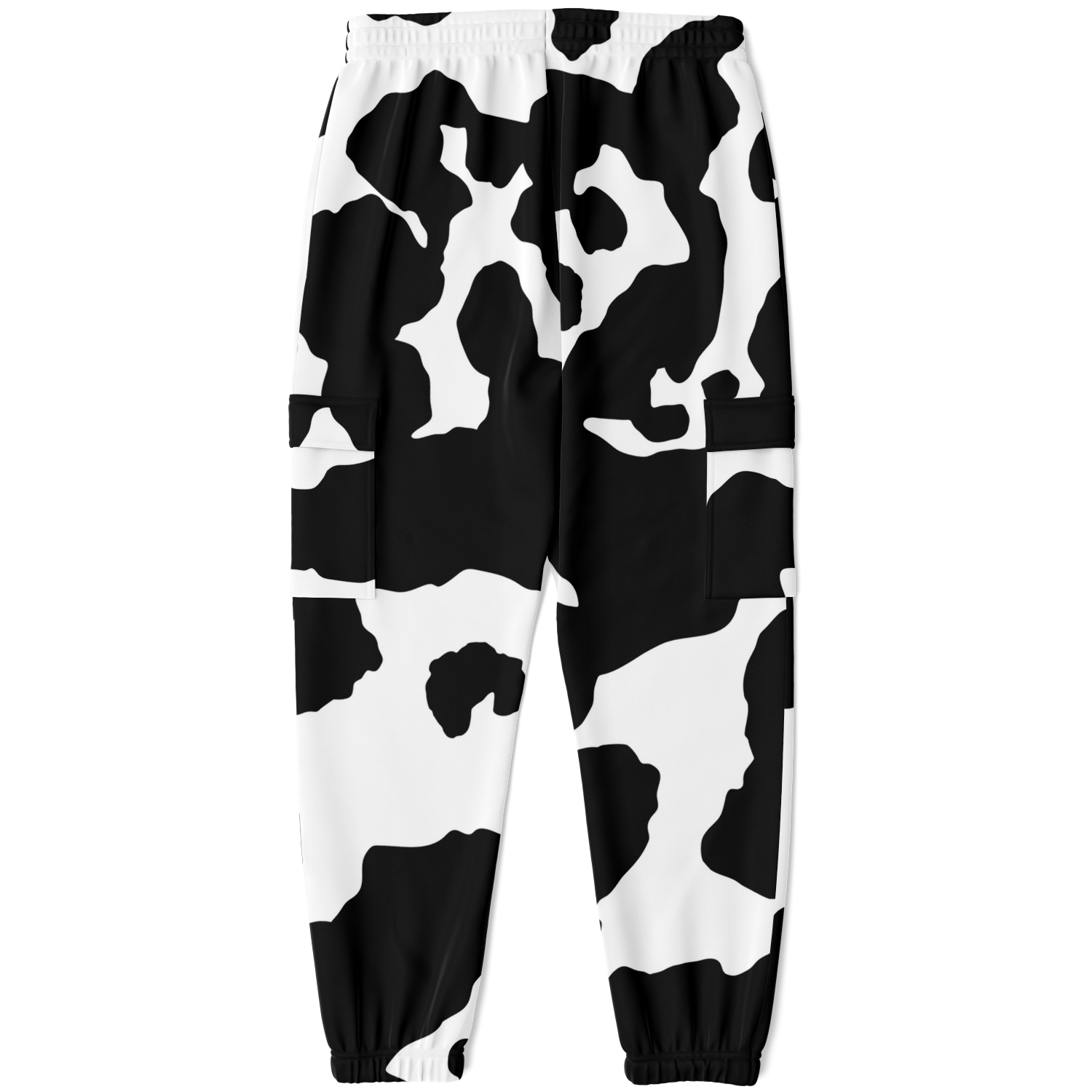 Camo Cargo Pants | Unisex | Black & White Cow Camouflage