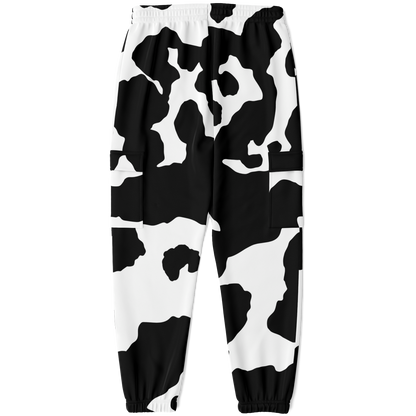 Camo Cargo Pants | Unisex | Black & White Cow Camouflage