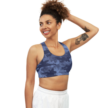 Camo Bra | Denim Blue Sports Camouflage