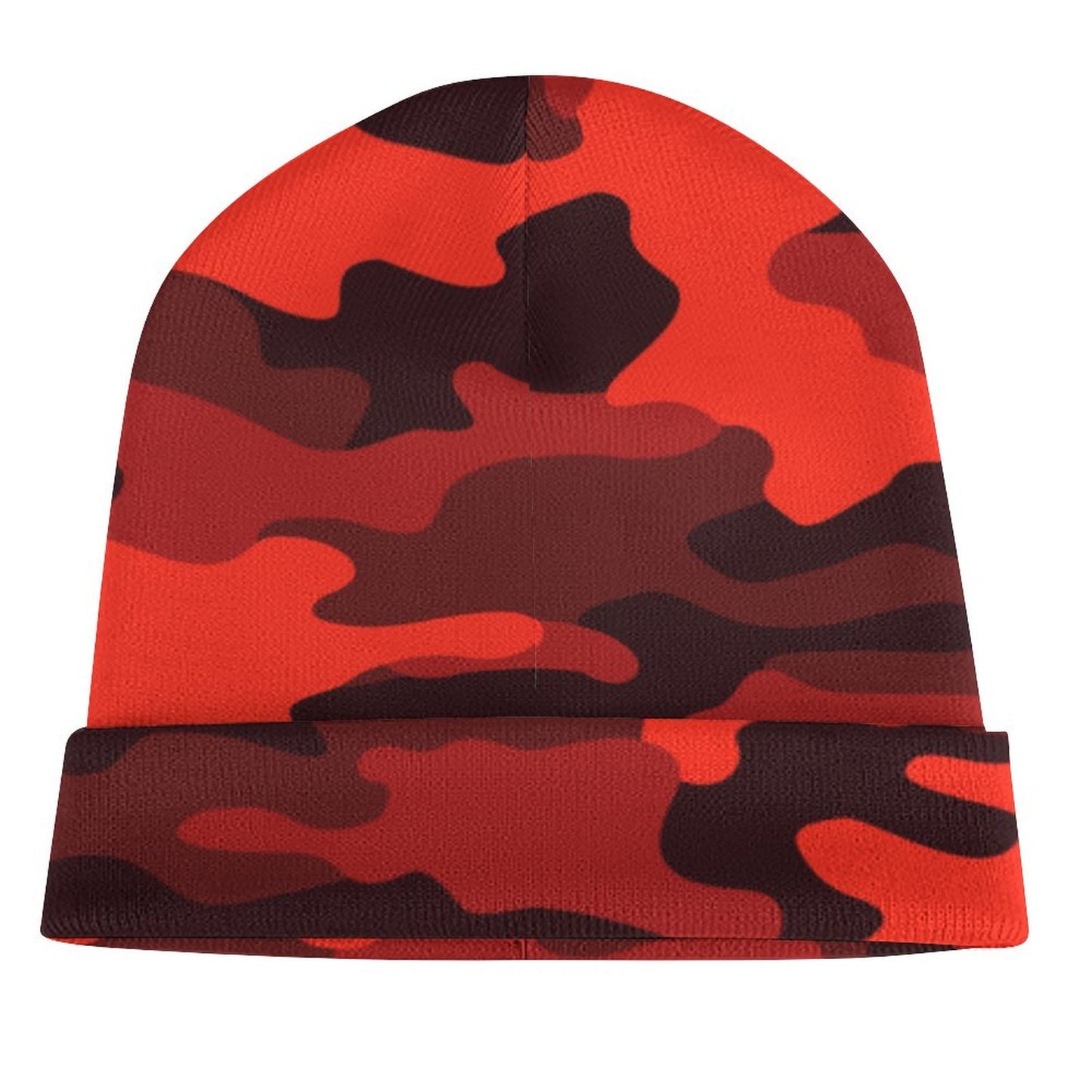 Camo Beanie | Scarlet Red & Black Camouflage