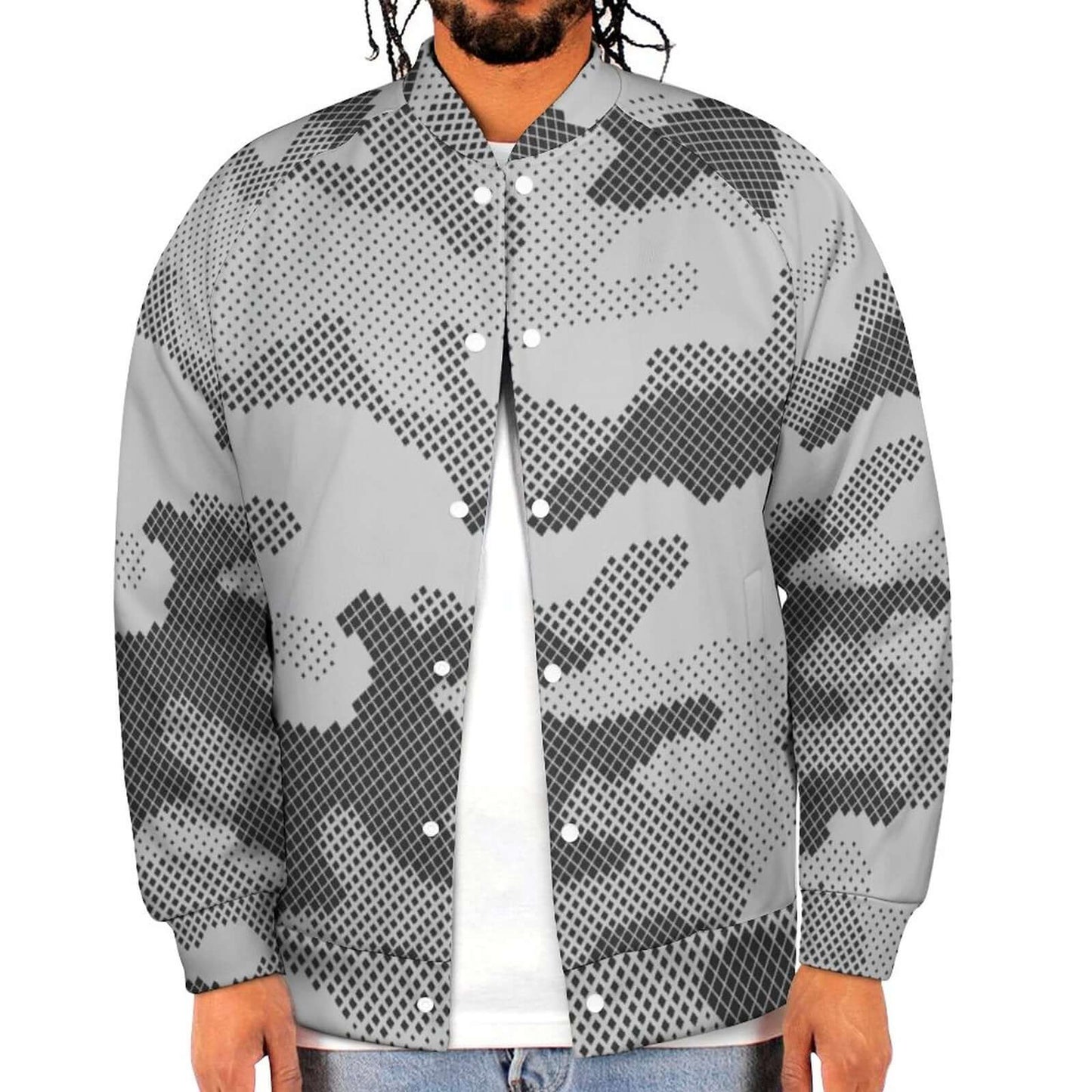 Men's Camo Jacket | Black & White Digital Dotted