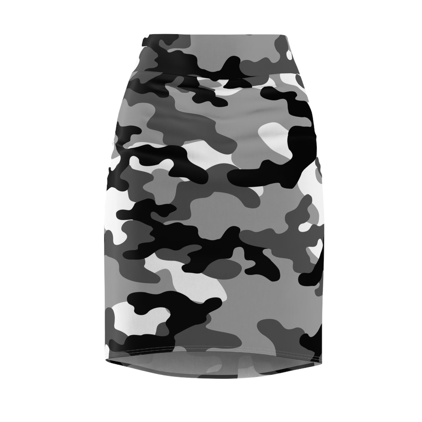 Camo Mini Skirt | Pencil Cut | Black, White, and Gray