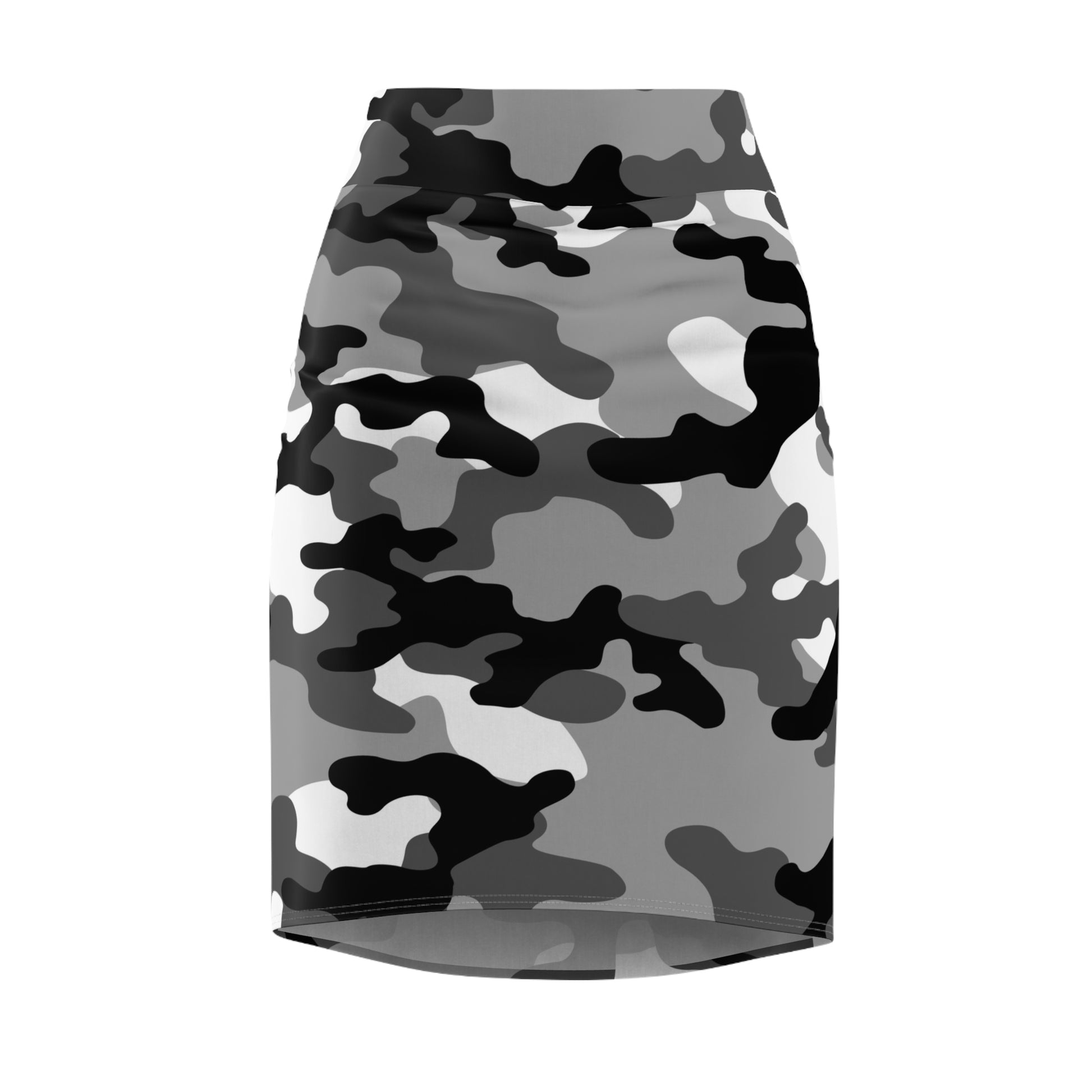 Camo Mini Skirt | Pencil Cut | Black, White, and Gray