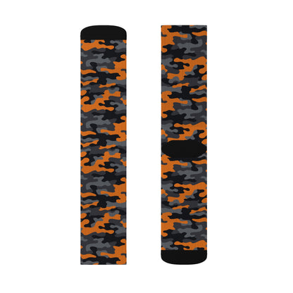 Camo Socks | Orange, Black, and Gray Camouflage