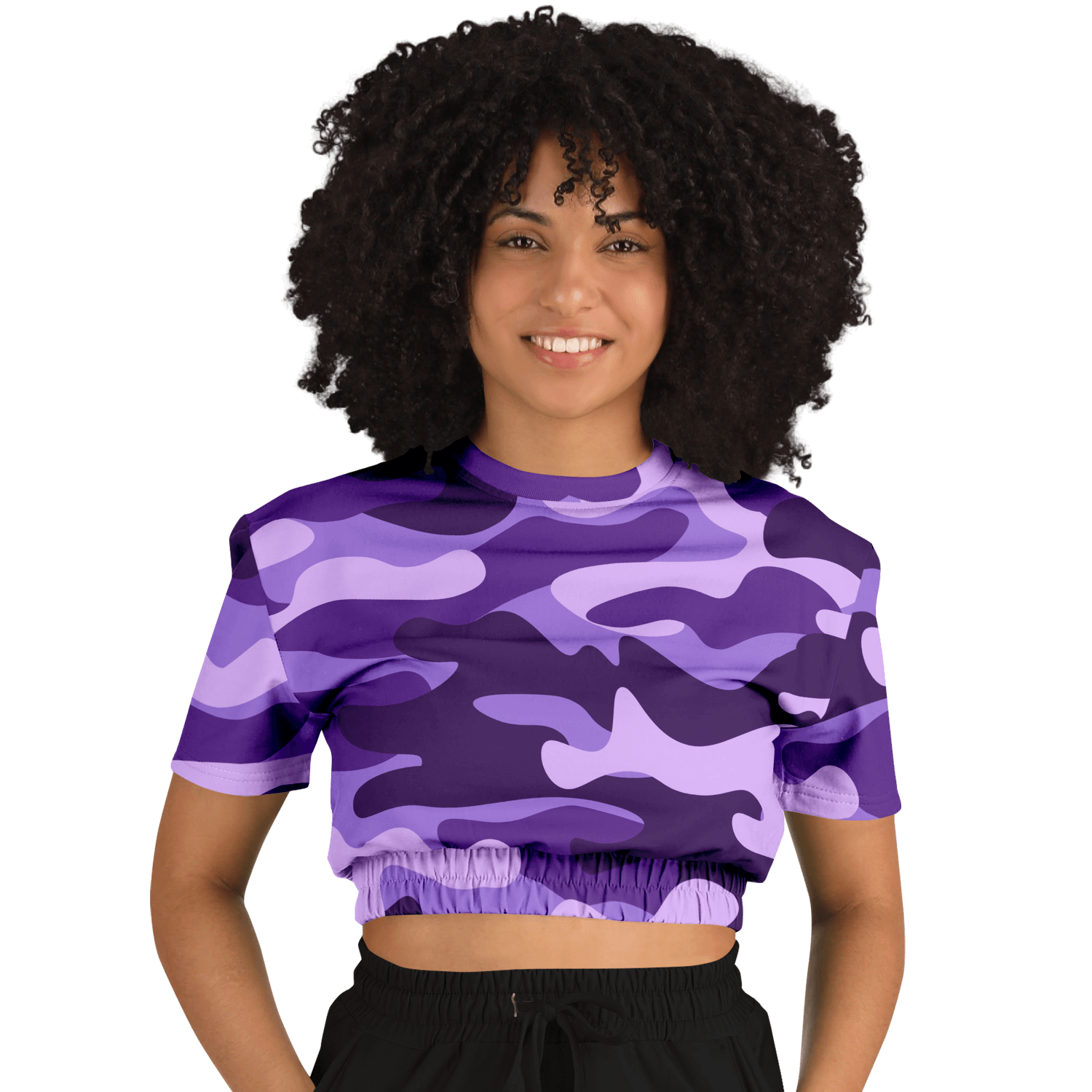 Camo Crop Top Sweatshirt | Purple, Blue & Mauve Camouflage