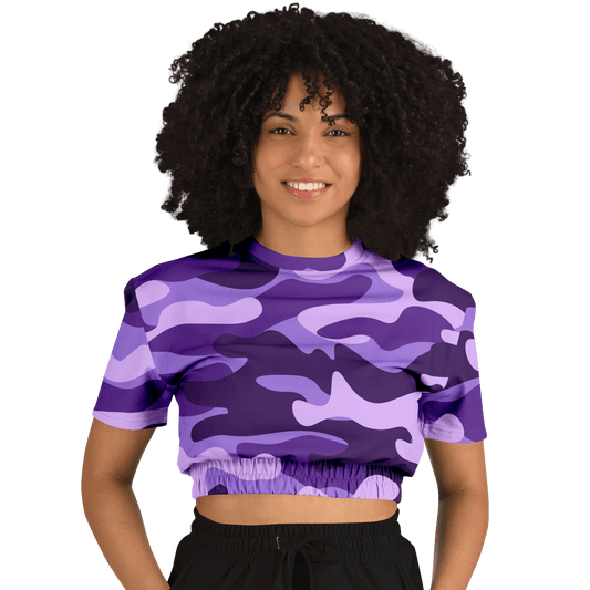 Camo Crop Top Sweatshirt | Purple, Blue & Mauve Camouflage