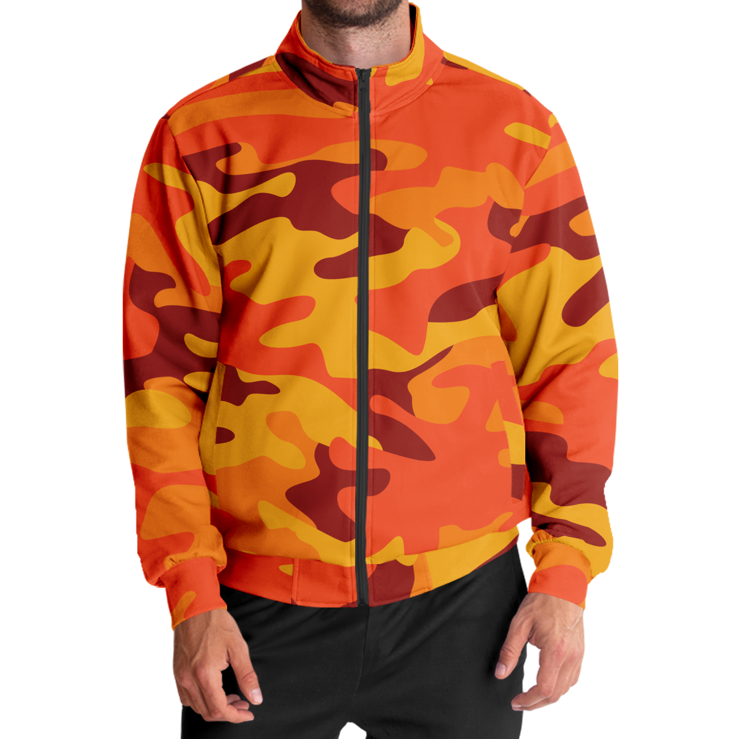 Camo Track Jacket | Orange & Red Camouflage