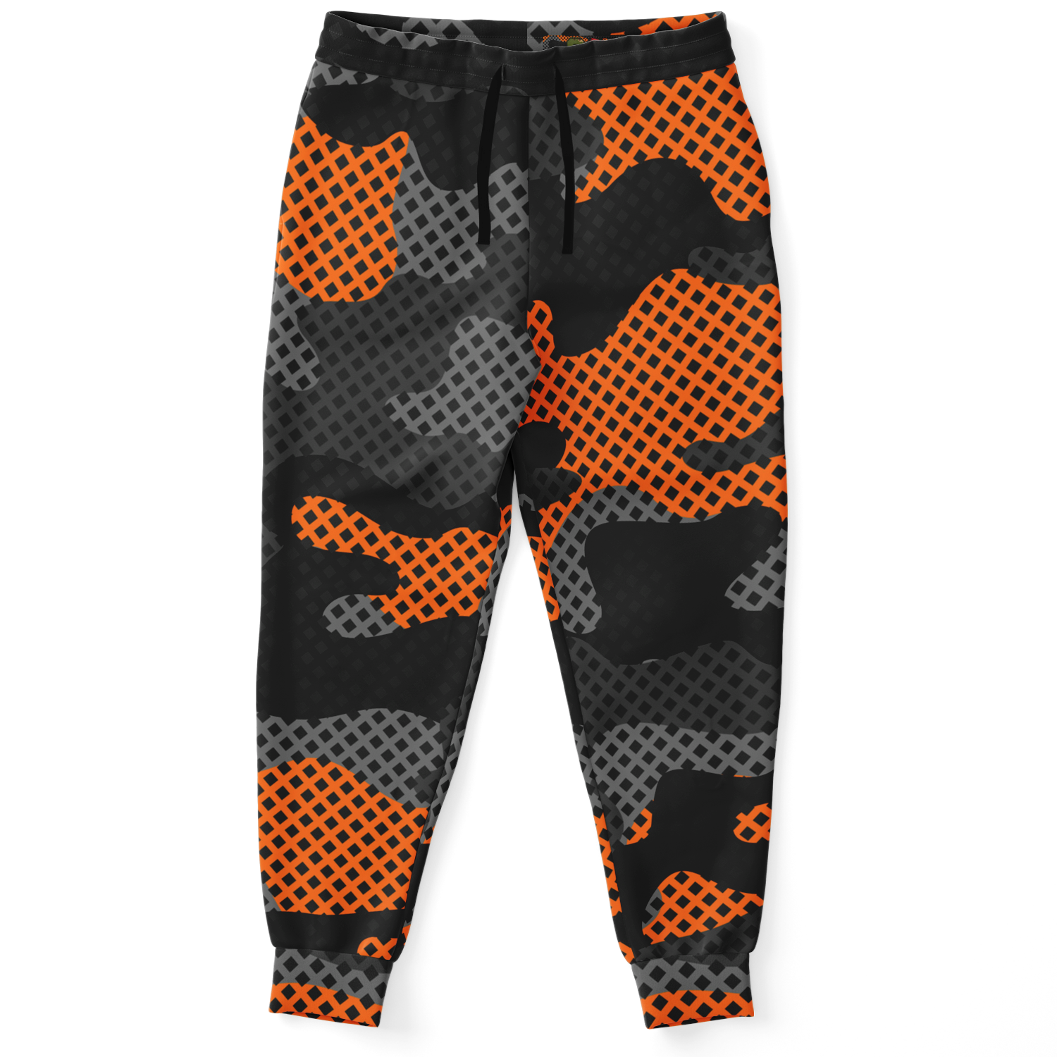 Camo Sweatpants | Unisex | Black & Orange Pixel Pattern