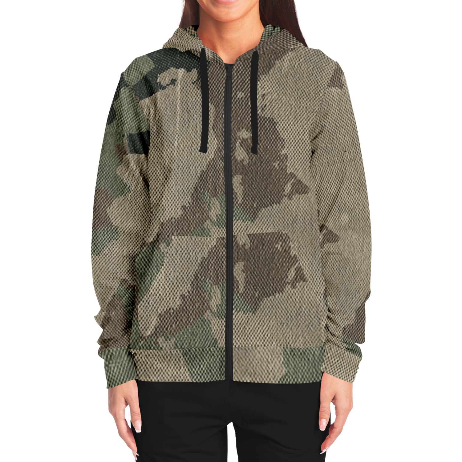 Zip-Up Hoodie | Dirty Brown Camouflage