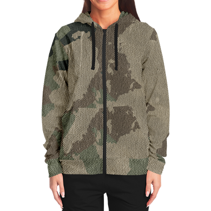 Zip-Up Hoodie | Dirty Brown Camouflage